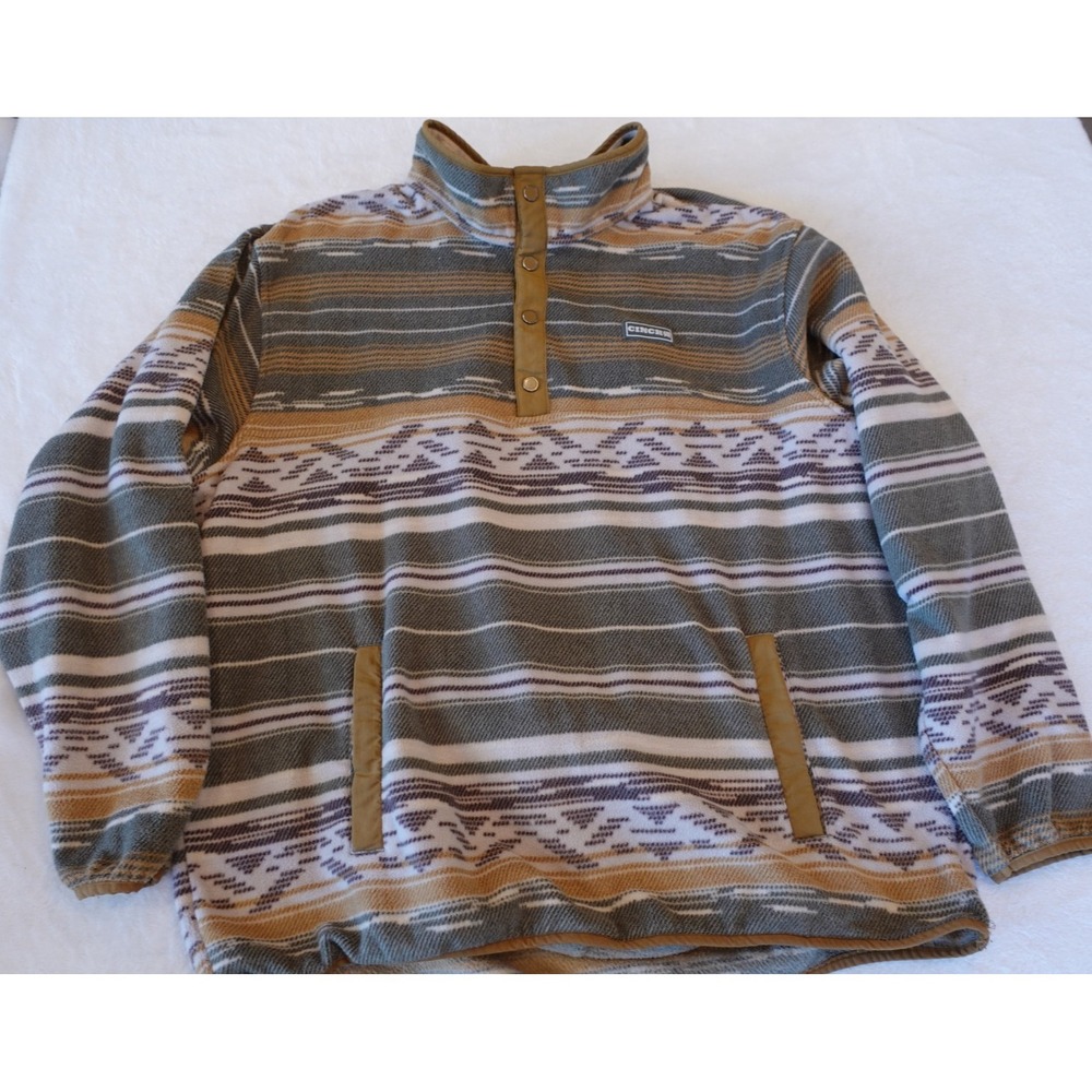 Cinch Fleece Pullover 1/4 Snap Jacket Sage Geometric Western Aztec Size XL Mens